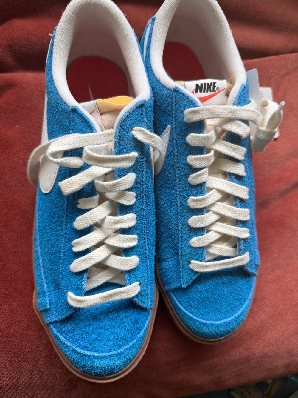 Nike Bright Blue Suede Trainer - White Swoosh Size 10 NWT